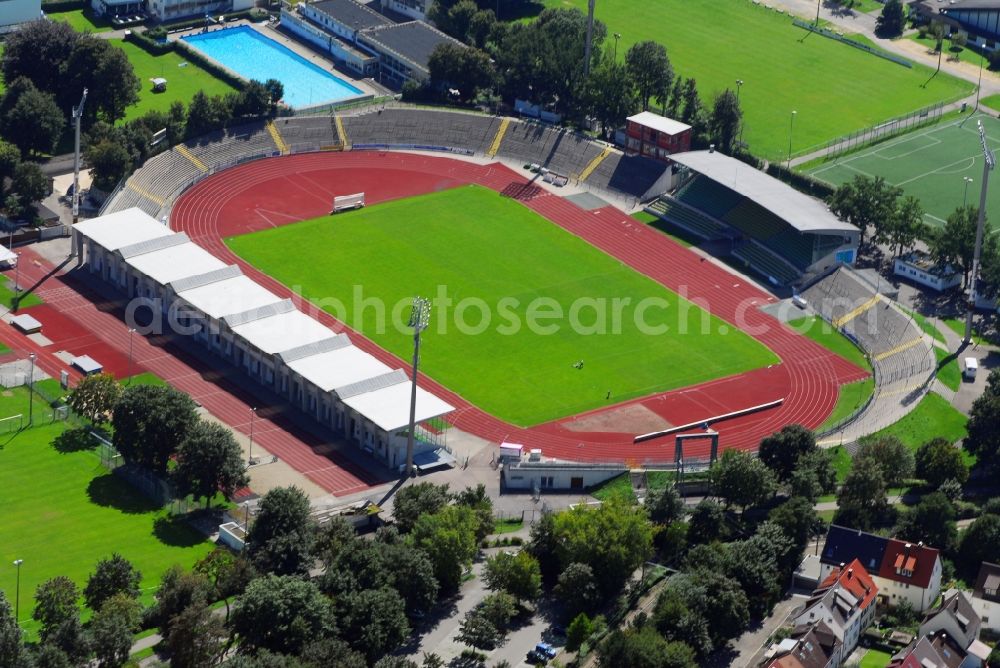 Aerial image Ulm - Sports facility grounds of the Arena stadium in Ulm in the state Baden-Wuerttemberg