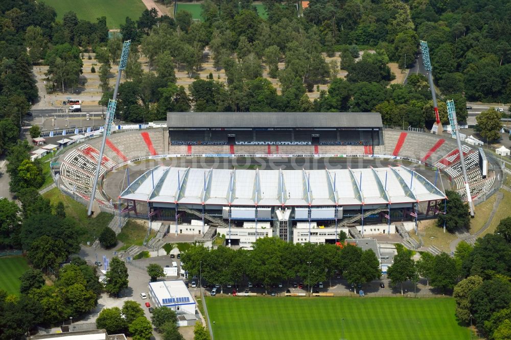 Karlsruhe from above - Sports facility grounds of the Arena stadium Wildparkstadion on Adenauerring in Karlsruhe in the state Baden-Wurttemberg, Germany