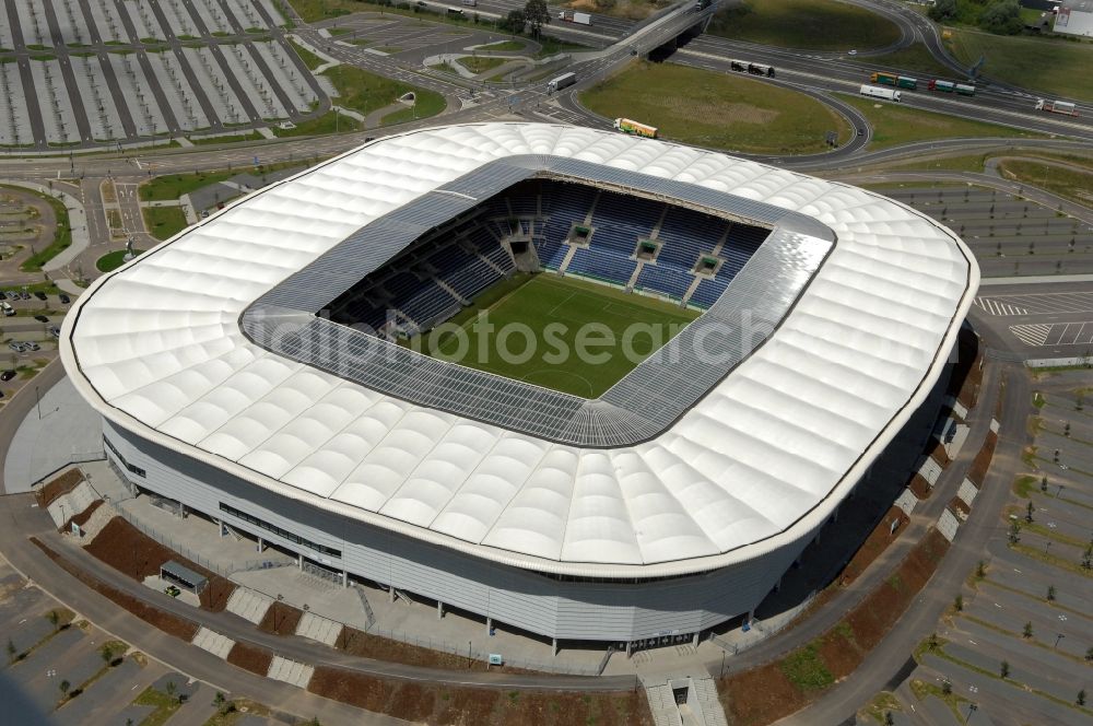 Aerial photograph Sinsheim - Sports facility grounds of the Arena stadium WIRSOL Rhein-Neckar-Arena an der Dietmar-Hopp-Strasse in Sinsheim in the state Baden-Wuerttemberg