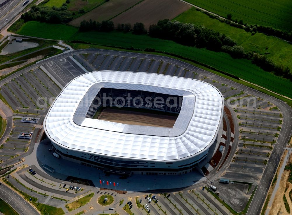 Aerial photograph Sinsheim - Sports facility grounds of the Arena stadium WIRSOL Rhein-Neckar-Arena on Dietmar-Hopp-Strasse in Sinsheim in the state Baden-Wuerttemberg, Germany