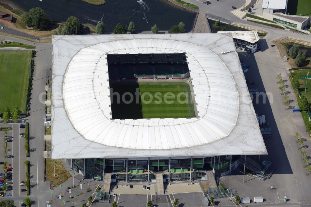 Wolfsburg from the bird's eye view: Sports facility grounds of the Arena stadium in Wolfsburg in the state Lower Saxony