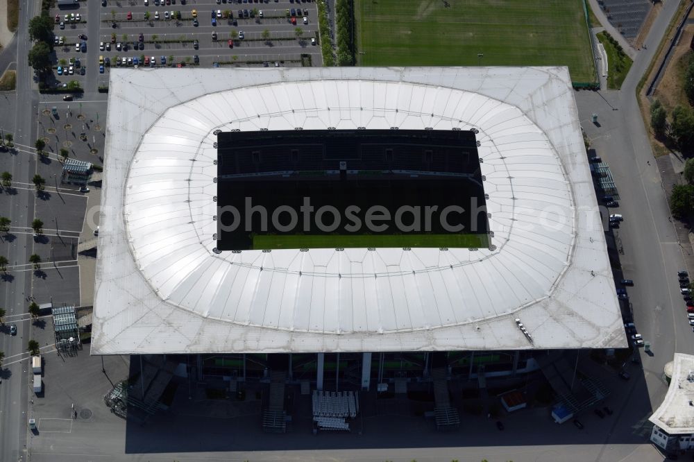 Aerial image Wolfsburg - Sports facility grounds of the Arena stadium in Wolfsburg in the state Lower Saxony