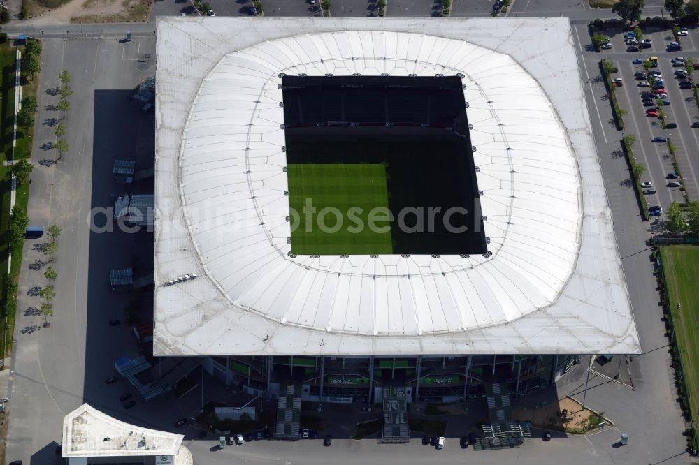 Wolfsburg from above - Sports facility grounds of the Arena stadium in Wolfsburg in the state Lower Saxony