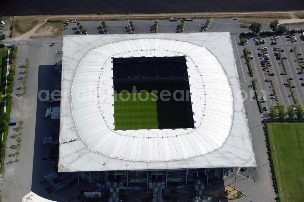 Wolfsburg from the bird's eye view: Sports facility grounds of the Arena stadium in Wolfsburg in the state Lower Saxony