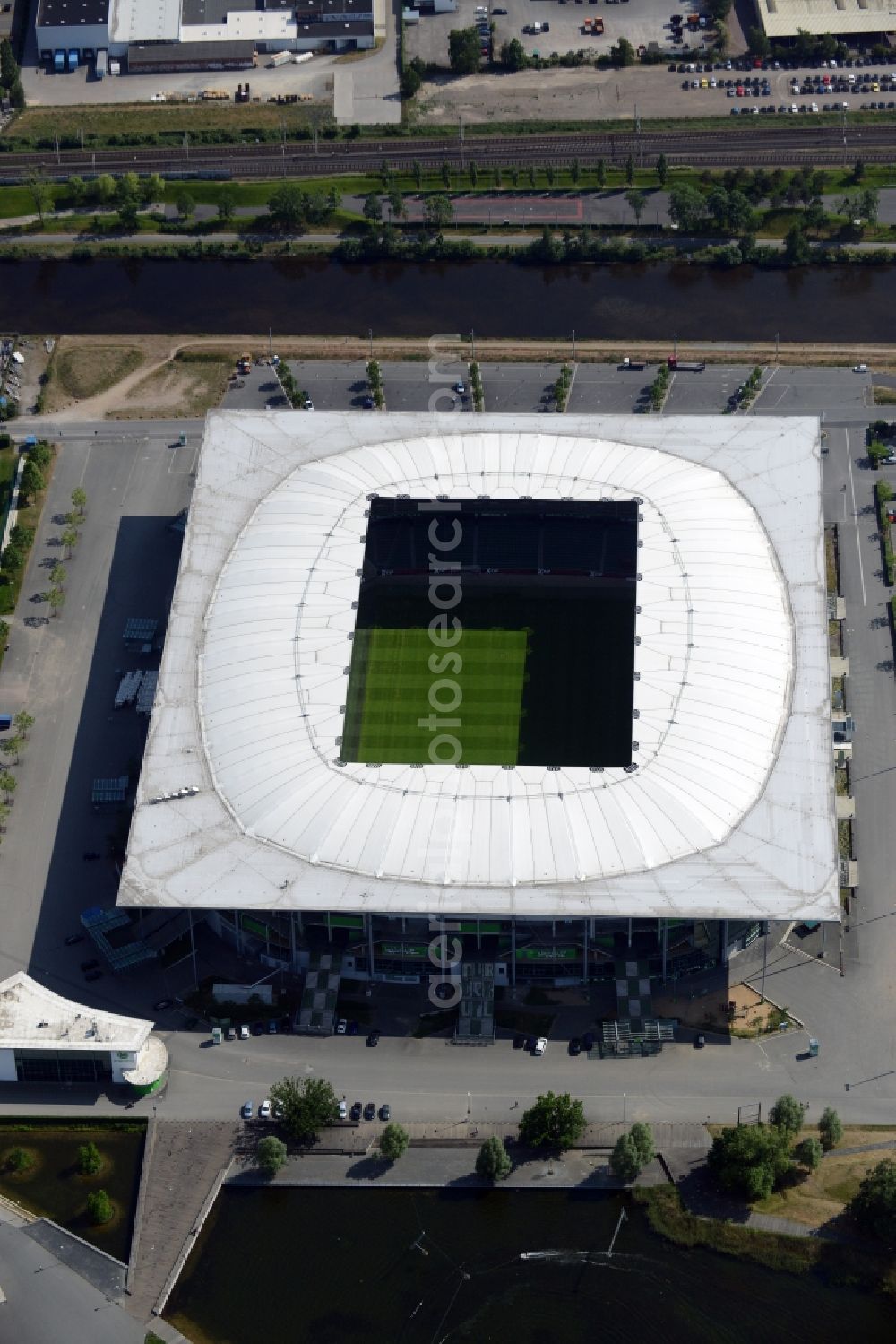 Aerial photograph Wolfsburg - Sports facility grounds of the Arena stadium in Wolfsburg in the state Lower Saxony