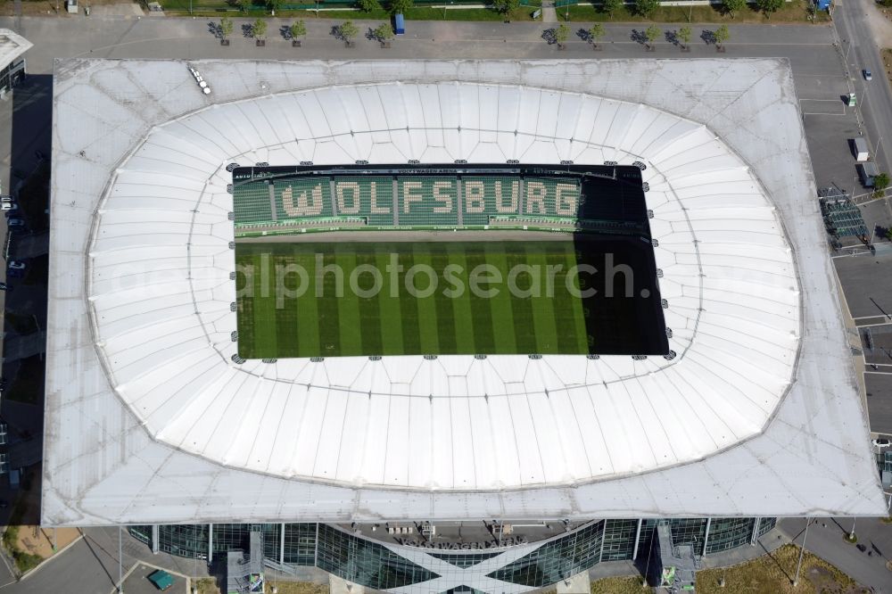 Wolfsburg from above - Sports facility grounds of the Arena stadium in Wolfsburg in the state Lower Saxony