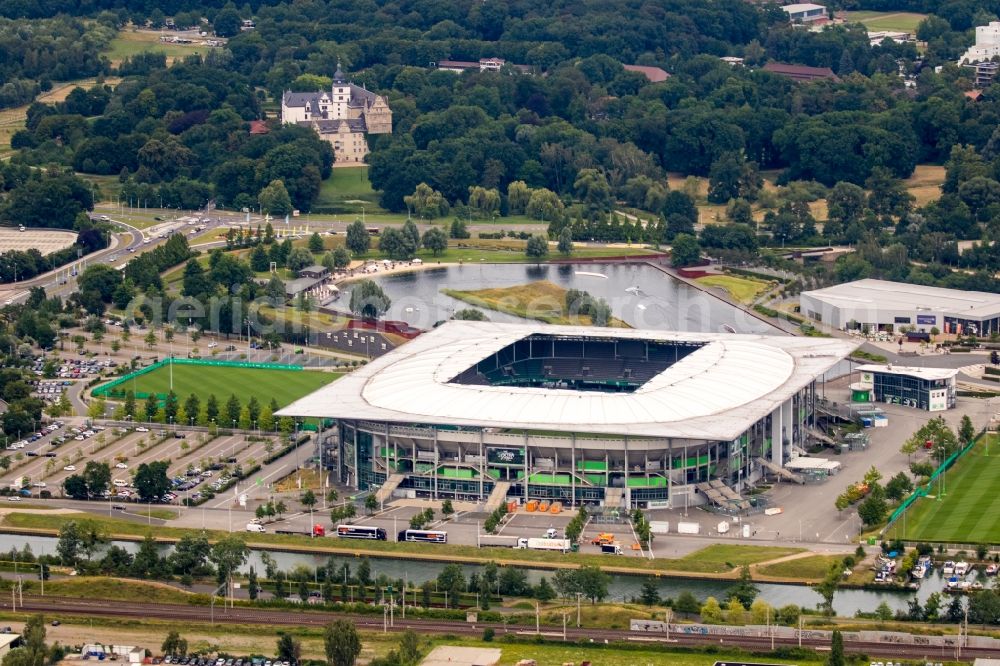 Aerial image Wolfsburg - Sports facility grounds of the Arena stadium in Wolfsburg in the state Lower Saxony