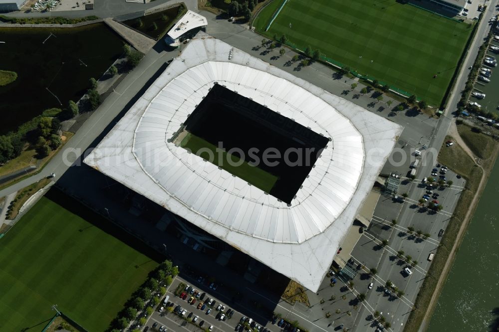 Aerial photograph Wolfsburg - Sports facility grounds of the Arena stadium in Wolfsburg in the state Lower Saxony