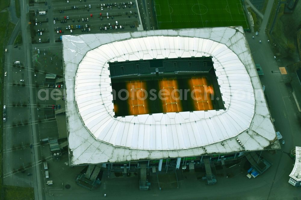 Wolfsburg from the bird's eye view: Sports facility grounds of the Arena stadium in Wolfsburg in the state Lower Saxony