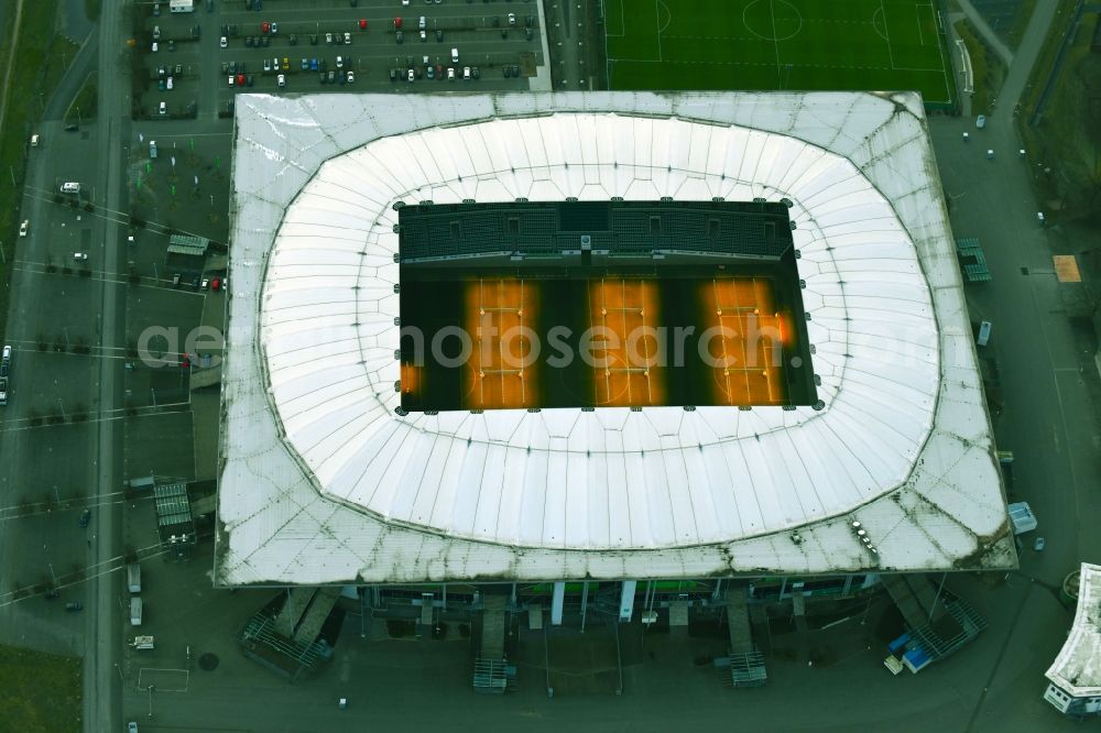 Aerial image Wolfsburg - Sports facility grounds of the Arena stadium in Wolfsburg in the state Lower Saxony