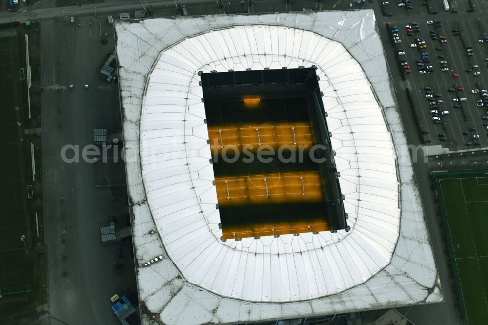 Aerial photograph Wolfsburg - Sports facility grounds of the Arena stadium in Wolfsburg in the state Lower Saxony