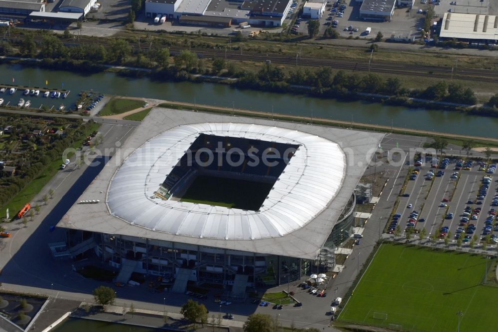 Wolfsburg from above - Sports facility grounds of the Arena stadium in Wolfsburg in the state Lower Saxony