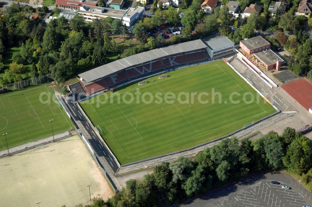 Würzburg from above - Sports facility grounds of the Arena stadium FC Wuerzburger Kickers am Mittlerer Dallenbergweg in Wuerzburg in the state Bavaria