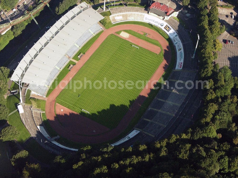 Aerial image Wuppertal - Sports facility grounds of the Arena stadium Am Zoo in the district Zoo in Wuppertal in the state North Rhine-Westphalia, Germany