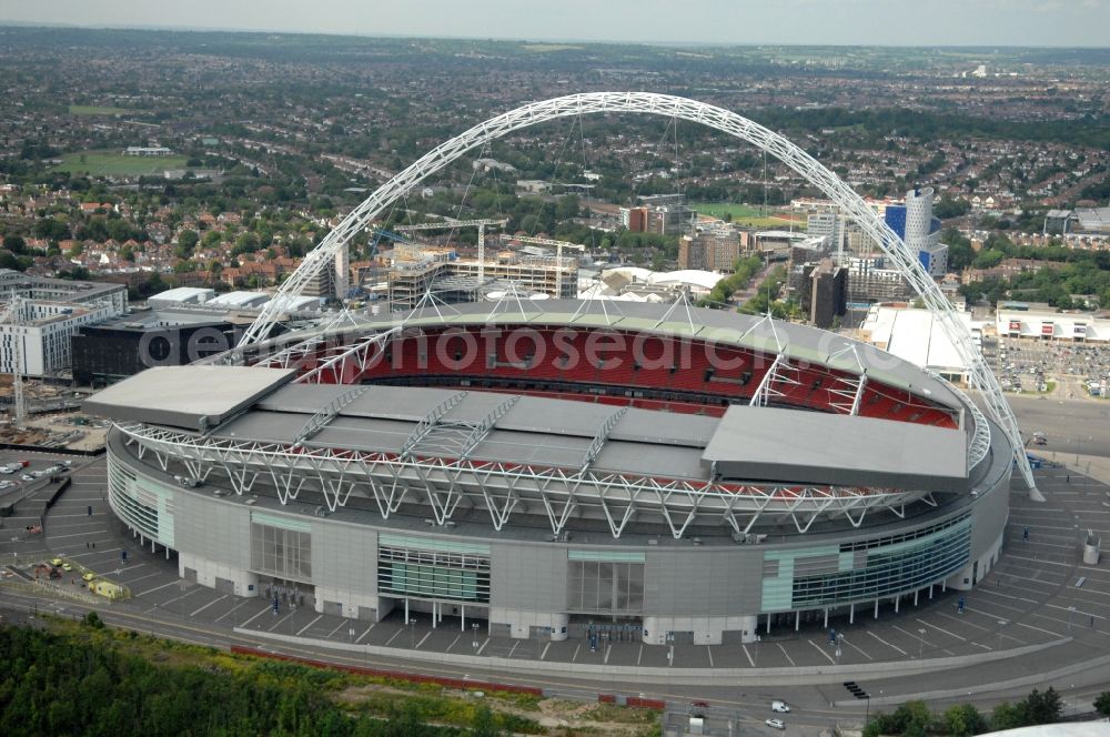 London from above - Sports facility grounds of the Arena Wembley - stadium in London in England, United Kingdom