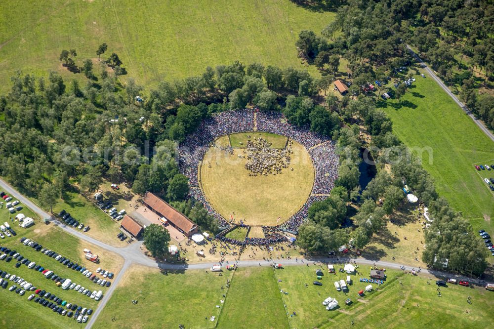 Merfeld from above - Sports facility grounds of the Arena Wildpferdearena in Merfeld in the state North Rhine-Westphalia, Germany