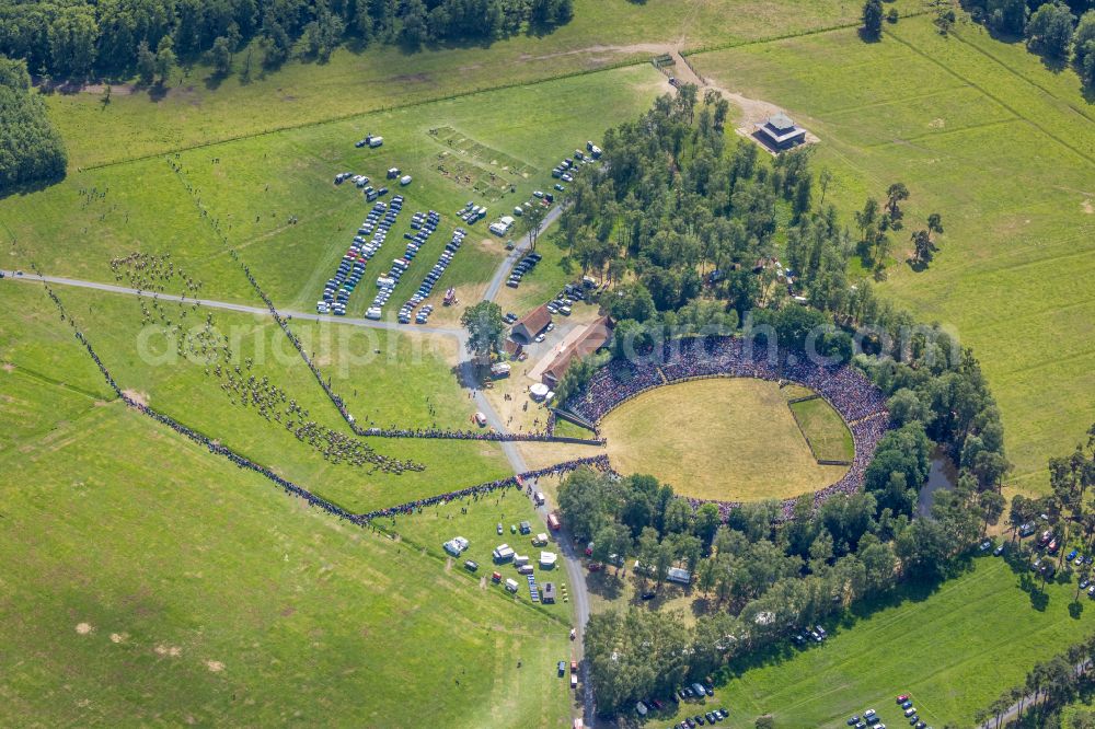 Merfeld from above - Sports facility grounds of the Arena Wildpferdearena in Merfeld in the state North Rhine-Westphalia, Germany