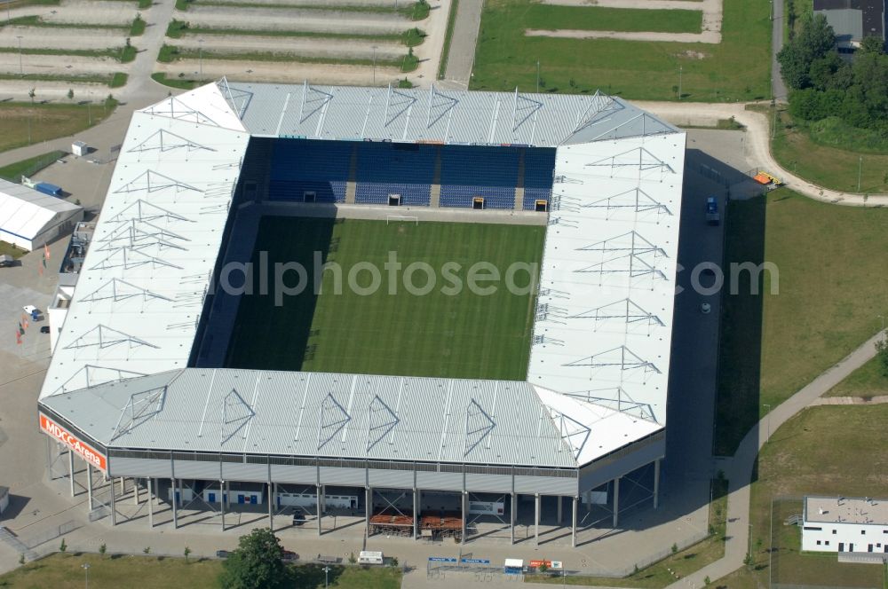 Magdeburg from the bird's eye view: Sports facility grounds of the MDCC Arena stadium in Magdeburg in the state Saxony-Anhalt