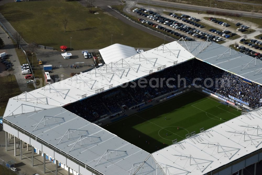 Aerial image Magdeburg - Sports facility grounds of the MDCC Arena stadium in Magdeburg in the state Saxony-Anhalt