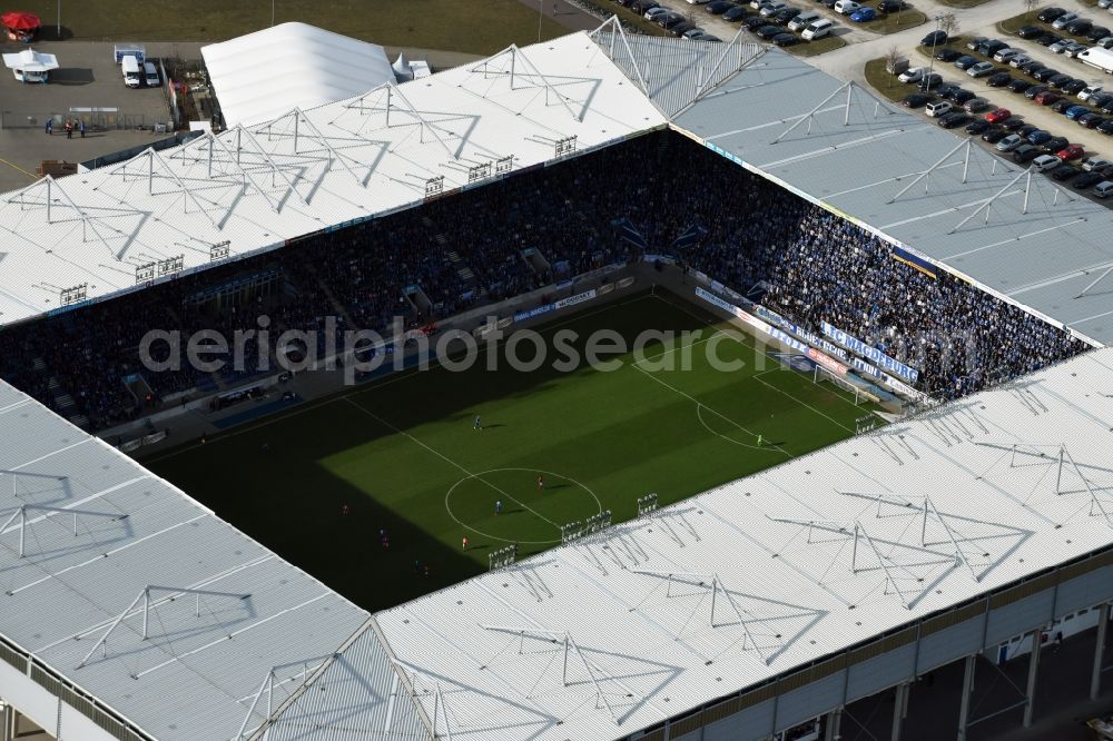 Aerial photograph Magdeburg - Sports facility grounds of the MDCC Arena stadium in Magdeburg in the state Saxony-Anhalt