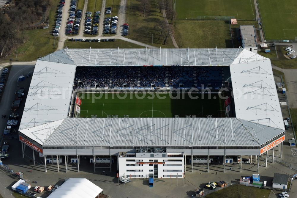 Aerial photograph Magdeburg - Sports facility grounds of the MDCC Arena stadium in Magdeburg in the state Saxony-Anhalt