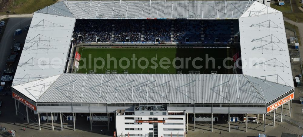 Magdeburg from above - Sports facility grounds of the MDCC Arena stadium in Magdeburg in the state Saxony-Anhalt