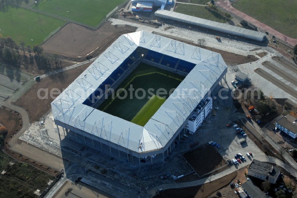 Magdeburg from the bird's eye view: Sports facility grounds of the MDCC Arena stadium in Magdeburg in the state Saxony-Anhalt