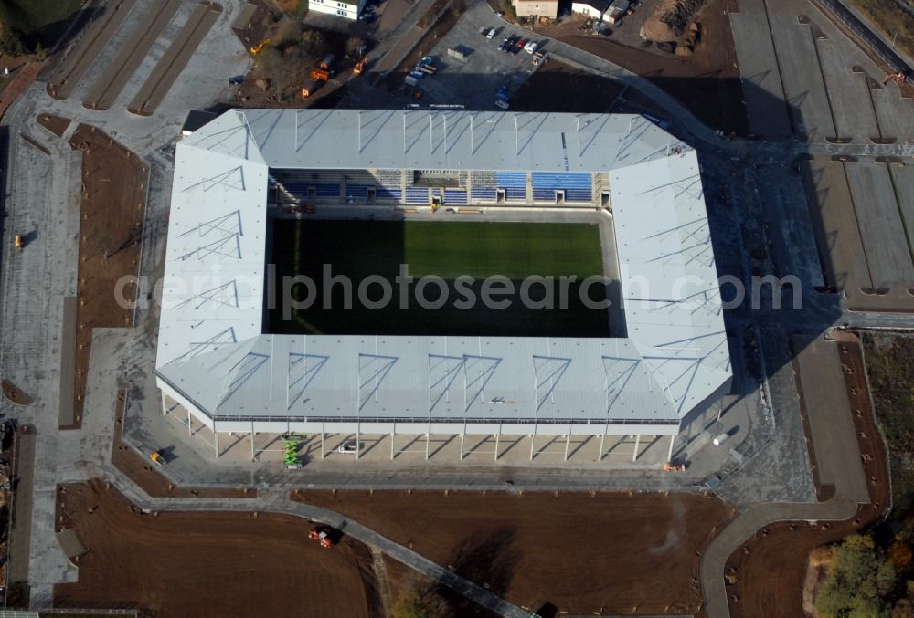 Magdeburg from the bird's eye view: Sports facility grounds of the MDCC Arena stadium in Magdeburg in the state Saxony-Anhalt