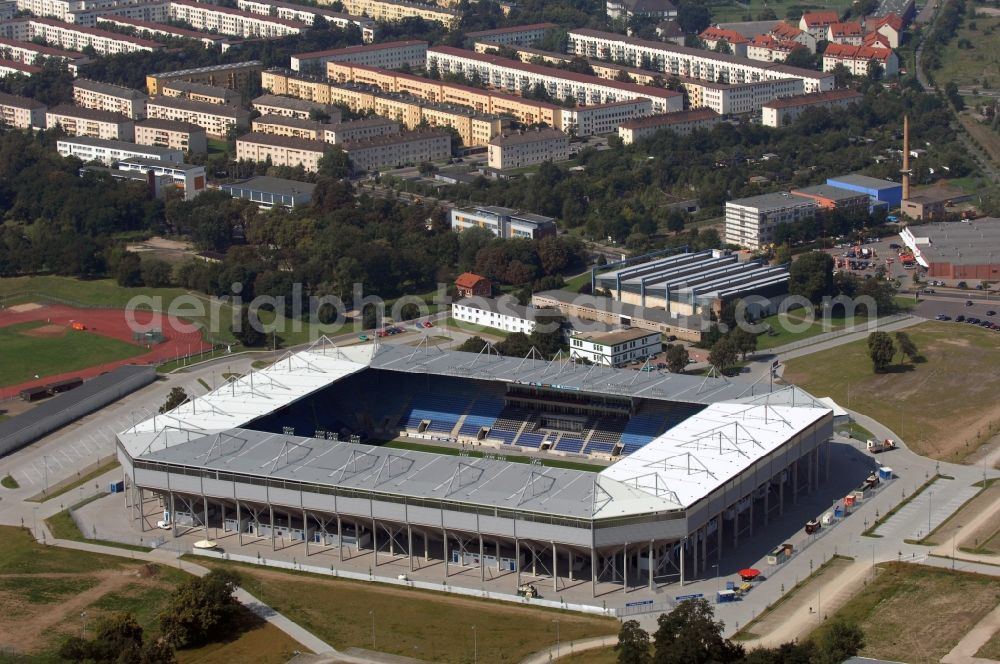 Aerial image Magdeburg - Sports facility grounds of the MDCC Arena stadium in Magdeburg in the state Saxony-Anhalt