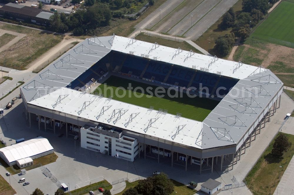 Aerial photograph Magdeburg - Sports facility grounds of the MDCC Arena stadium in Magdeburg in the state Saxony-Anhalt