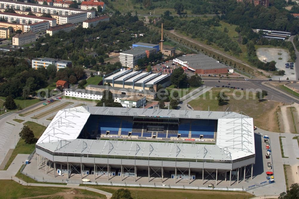 Aerial image Magdeburg - Sports facility grounds of the MDCC Arena stadium in Magdeburg in the state Saxony-Anhalt