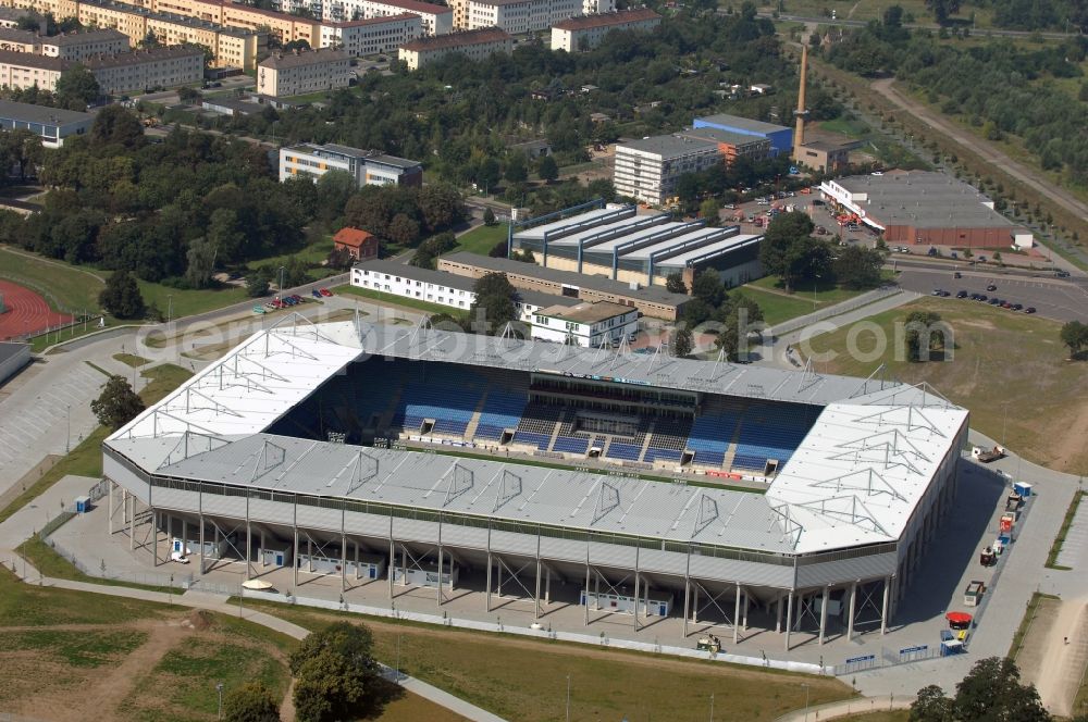 Aerial photograph Magdeburg - Sports facility grounds of the MDCC Arena stadium in Magdeburg in the state Saxony-Anhalt