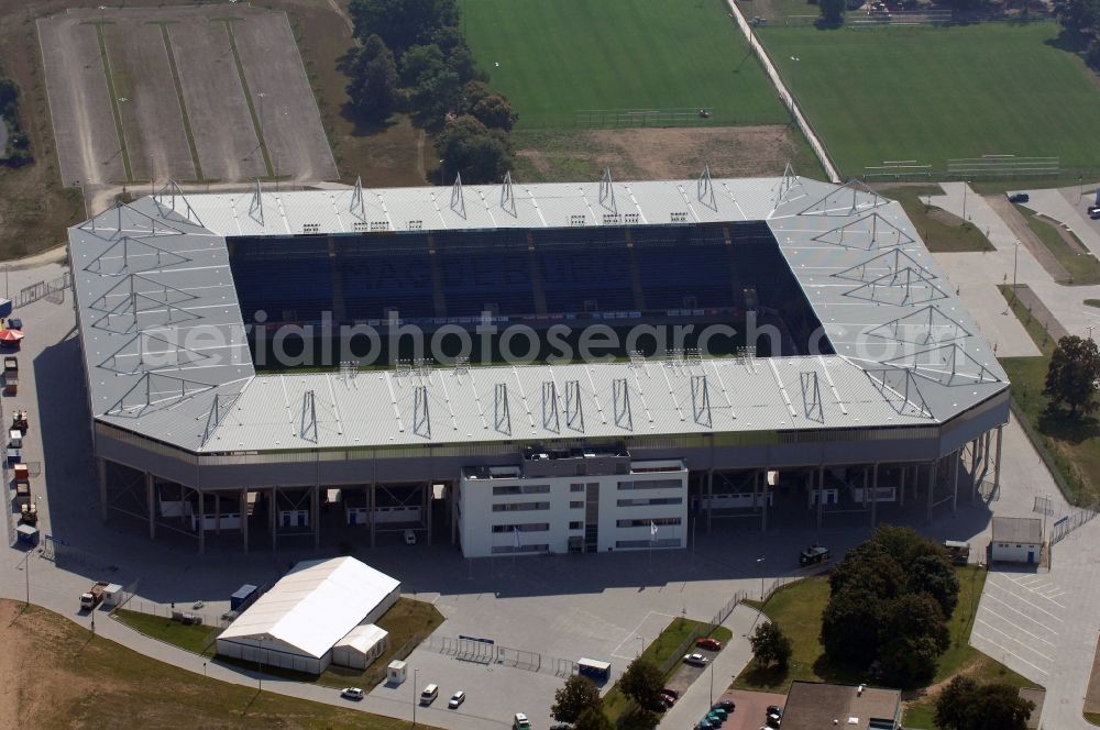 Magdeburg from above - Sports facility grounds of the MDCC Arena stadium in Magdeburg in the state Saxony-Anhalt