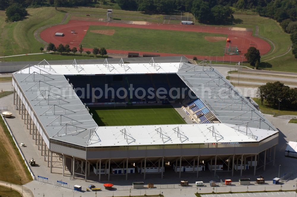 Magdeburg from the bird's eye view: Sports facility grounds of the MDCC Arena stadium in Magdeburg in the state Saxony-Anhalt