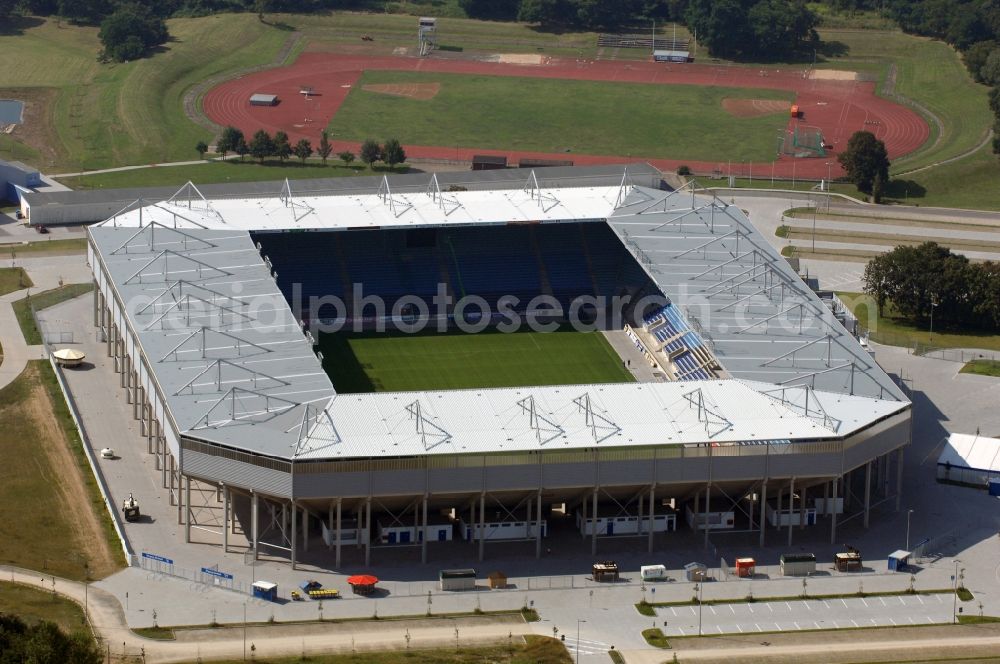 Aerial image Magdeburg - Sports facility grounds of the MDCC Arena stadium in Magdeburg in the state Saxony-Anhalt