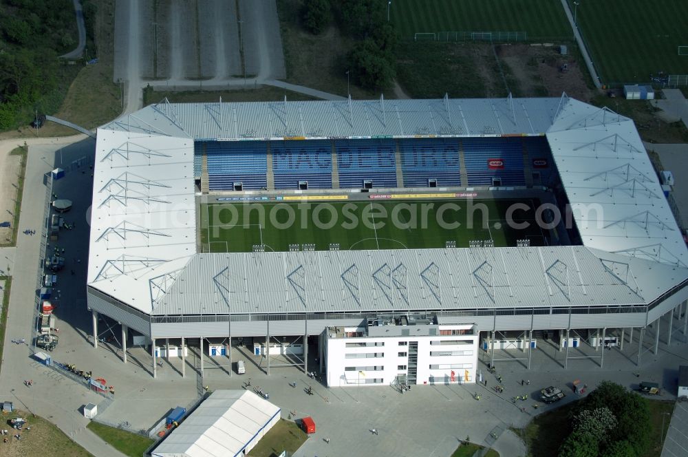 Magdeburg from above - Sports facility grounds of the MDCC Arena stadium in Magdeburg in the state Saxony-Anhalt