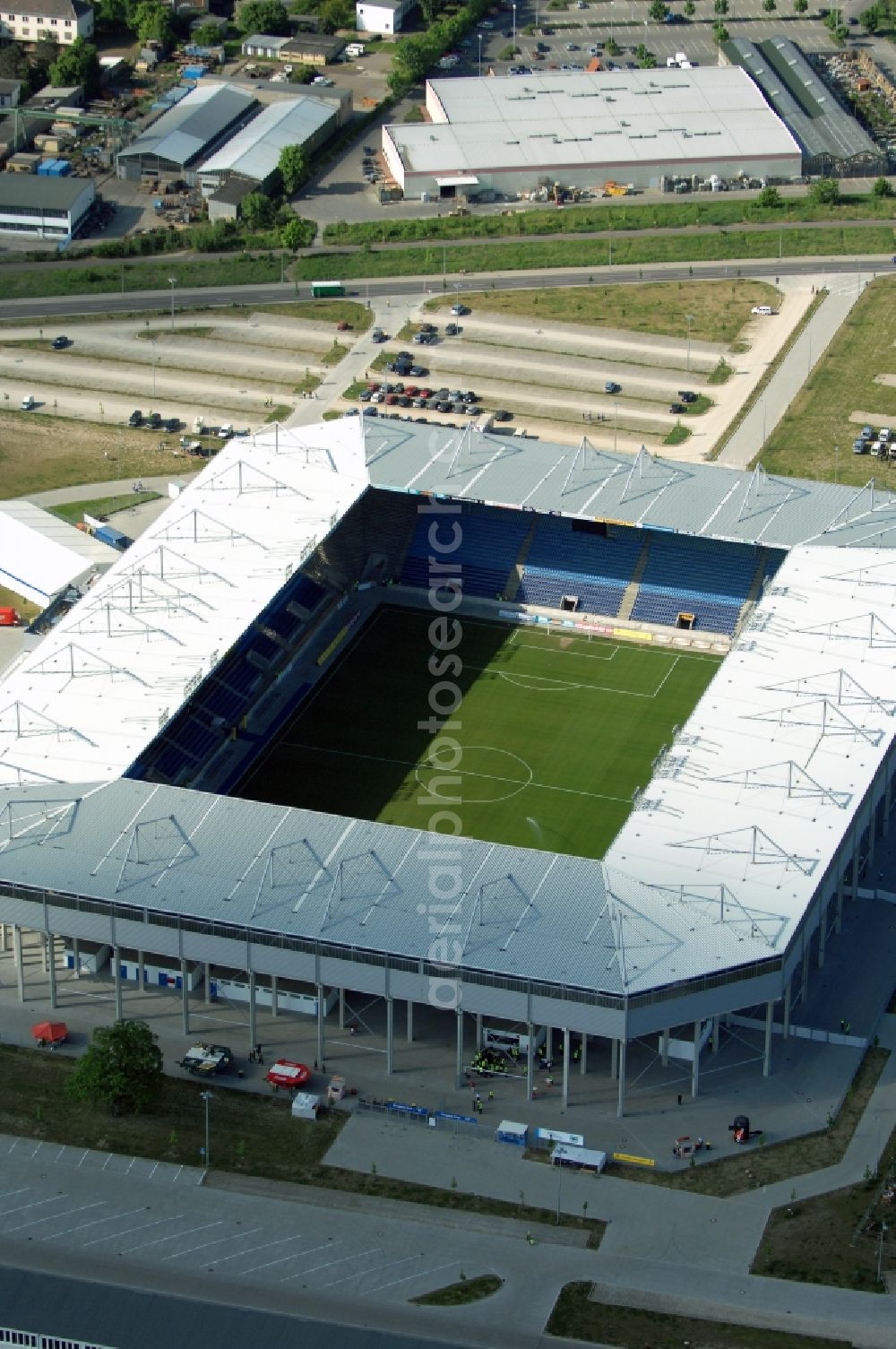 Aerial image Magdeburg - Sports facility grounds of the MDCC Arena stadium in Magdeburg in the state Saxony-Anhalt