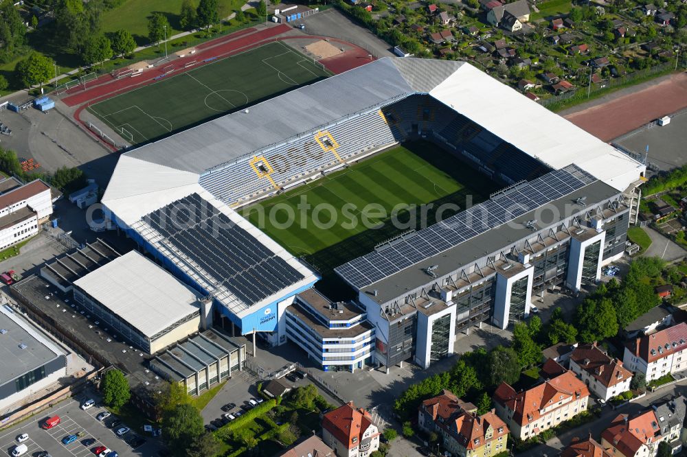 Bielefeld from the bird's eye view: Sports facility grounds of the Arena stadium SchuecoArena on Melanchthonstrasse in Bielefeld in the state North Rhine-Westphalia, Germany