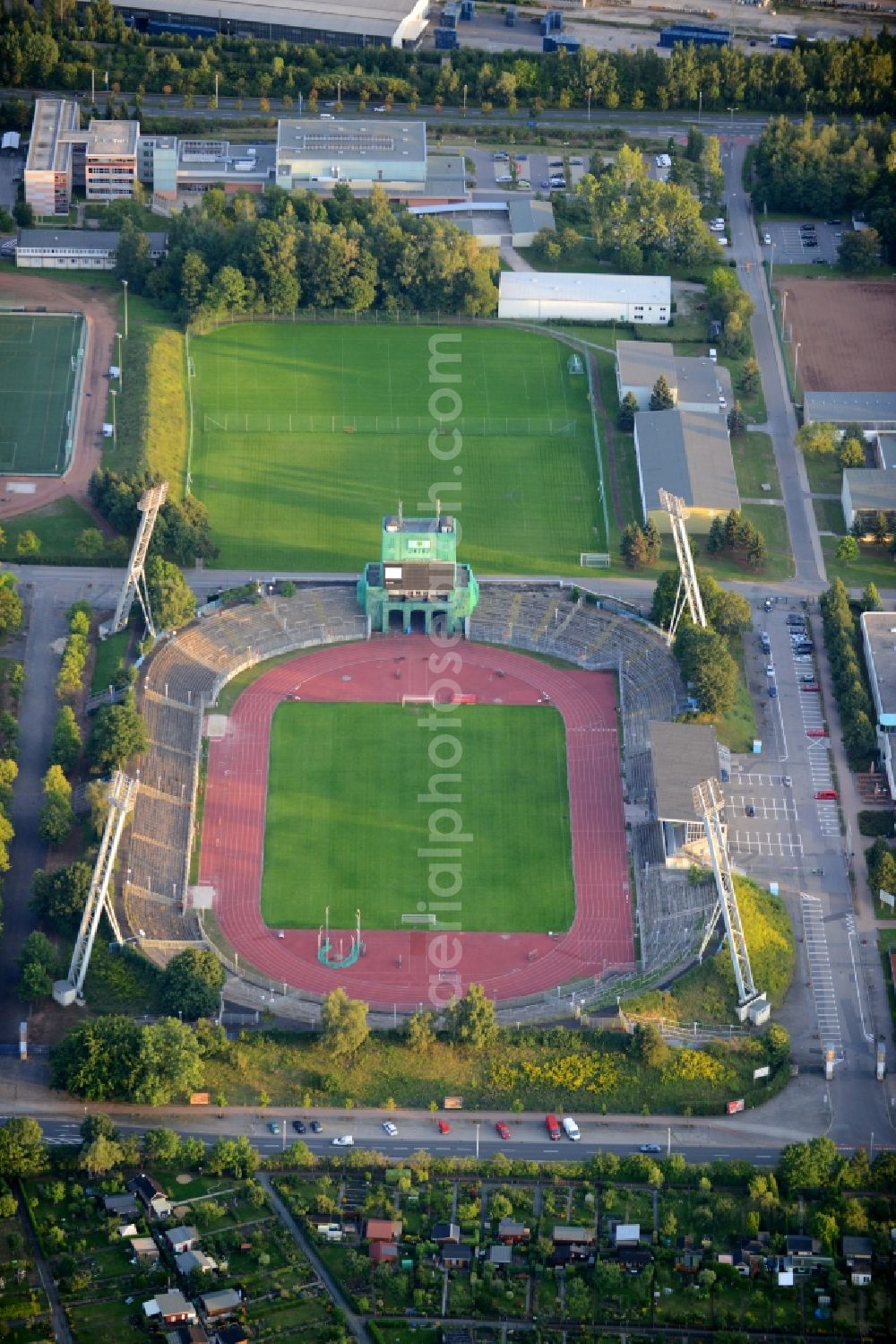 Chemnitz from the bird's eye view: Sports facility grounds of the Arena stadium in Chemnitz in the state Saxony