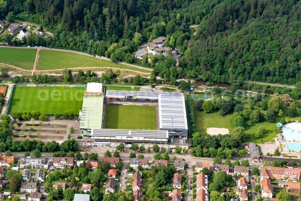 Aerial photograph Freiburg im Breisgau - Sports facility grounds of stadium Dreisam Stadion SC Freiburg in Freiburg im Breisgau in the state Baden-Wuerttemberg, Germany