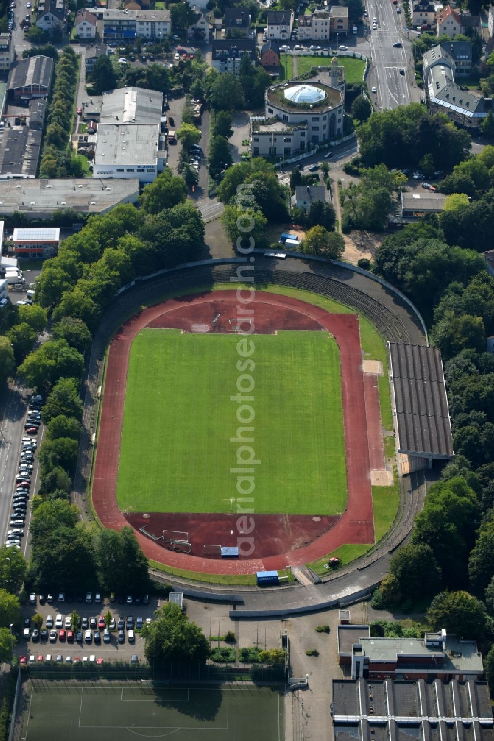 Aerial photograph Bonn - Sports facility grounds of stadium Sportpark Pennenfeld on Mallwitzstrasse in Bonn in the state North Rhine-Westphalia, Germany