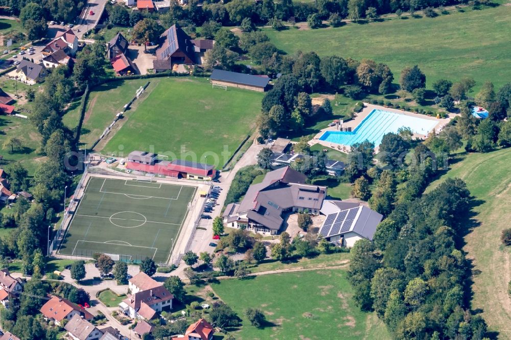 Simonswald from the bird's eye view: Building arena and Pool in Simonswald in the state Baden-Wurttemberg, Germany