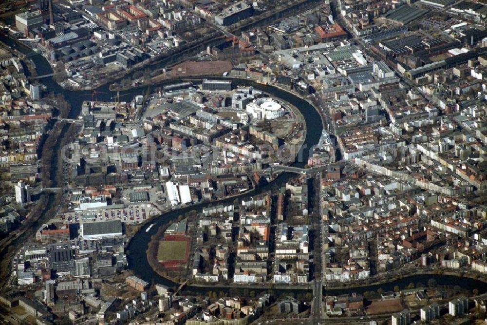 Aerial image Berlin - Moabit - Spreeverlauf in Berlin - Moabit