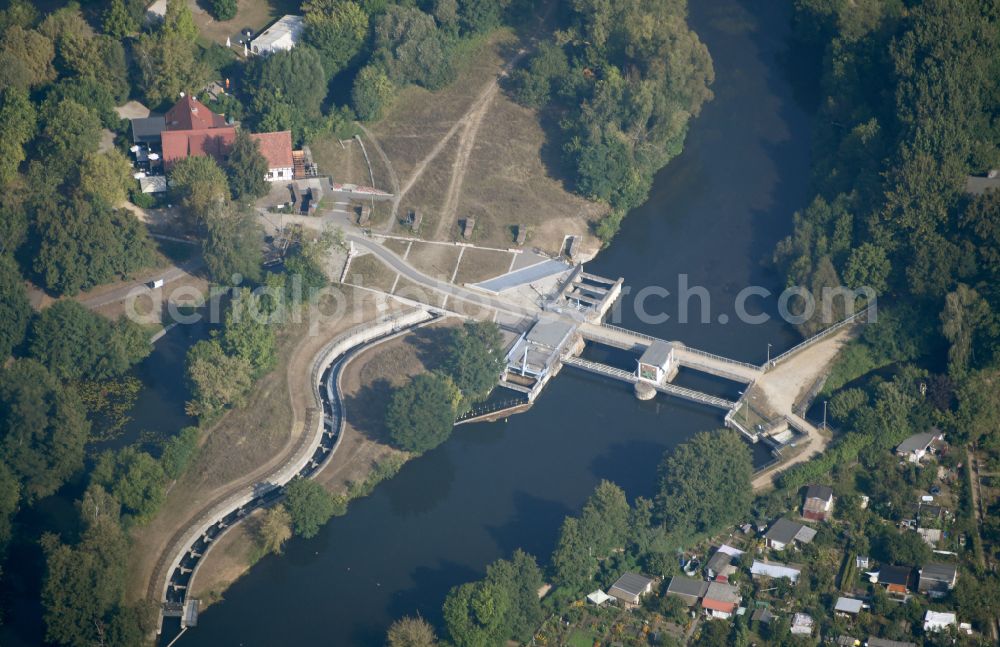 Cottbus from above - Spree weir in Cottbus in the state Brandenburg, Germany