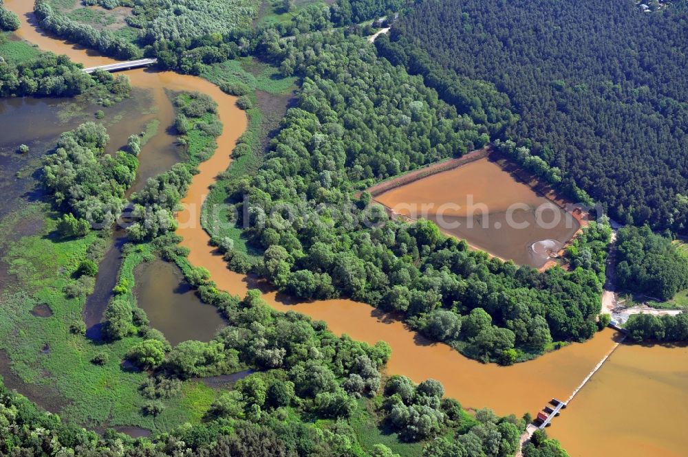 Aerial image Spremberg OT Bühlow - Inflow between the Buehlow barrage and the Spremberg dam in the state Brandenburg