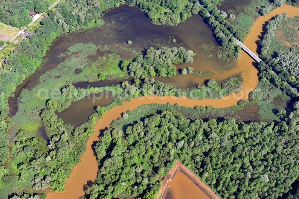 Aerial image Spremberg OT Bühlow - Inflow between the Buehlow barrage and the Spremberg dam in the state Brandenburg