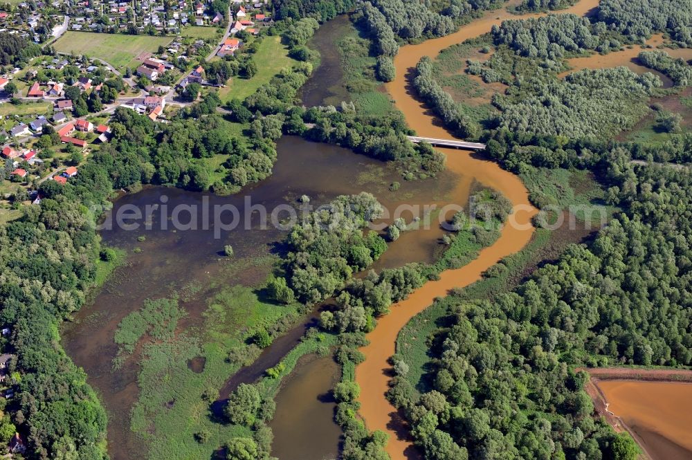 Aerial photograph Spremberg OT Bühlow - Inflow between the Buehlow barrage and the Spremberg dam in the state Brandenburg