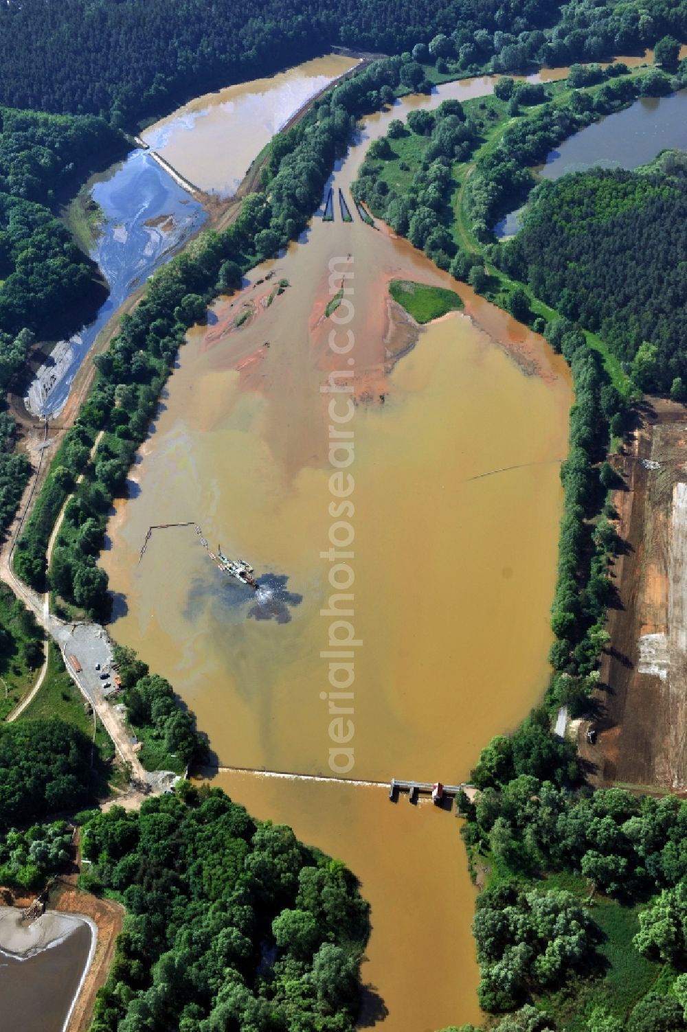 Aerial photograph Spremberg OT Bühlow - Buehlow barrage of the Spremberg dam in the state Brandenburg