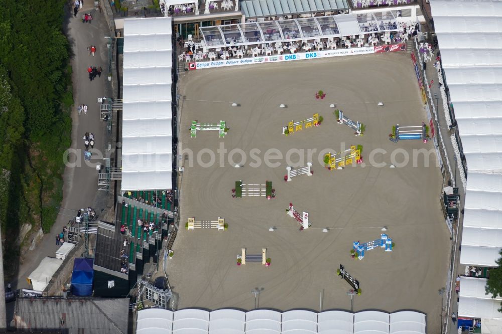 Nörten-Hardenberg from above - Showjumping event Burgturnier in Noerten-Hardenberg in the state Lower Saxony