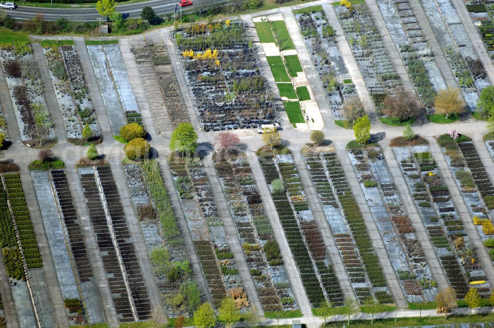 Aerial photograph Berlin - Blick auf das Gelände der im Jahre 1720 durch Christoph Späth gründeten Baumschule, die sich später zu einer der größten der Welt entwickelt hat. Durch König Friedrich Wilhelm I., der oft in der kleinen Gärtnerei zu Gast war, wurde Späth zum Kunstgärtner und vollberechtigten Berliner Bürger ernannt. Heute gilt das Baumschulenareal als Geheimtipp für alle Gartenfreunde und Grundstücksbesitzer Berlins.